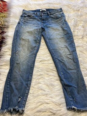 Moussy Light Blue Distressed Ankle Jeans